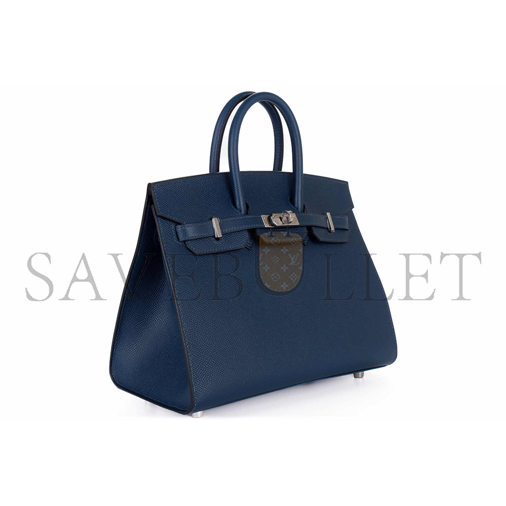H**mes birkin 25 epsom leather royal blue silver buckle bag 1274381 (25*20*13cm)